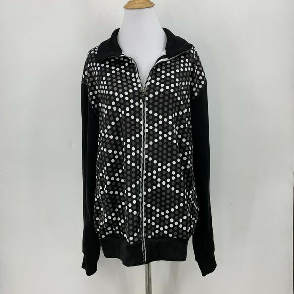 Puma Track Jacket Women L Large Spotted Full Zip Lightweight Fleece Lined Collar - Picture 2 of 11